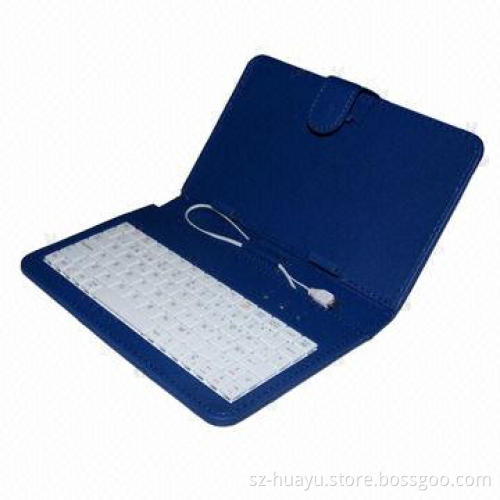 7-inch Blue Color Universal Keyboard Case, Two Sides Leather